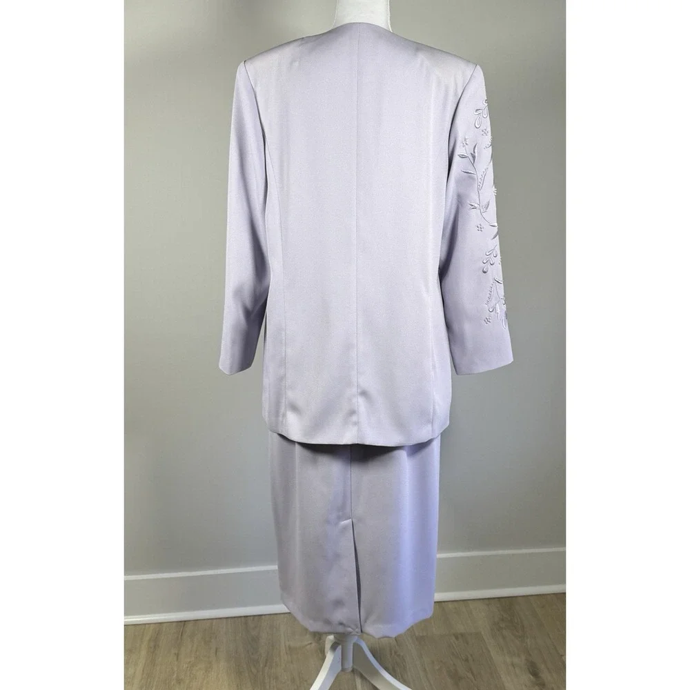 Vintage Lavender Embroidered Beaded Skirt Suit 2 Pc Womens 14 Church‎ Formal BMI